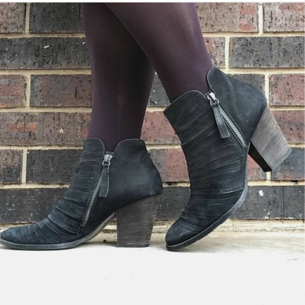 Paul Green Malibu Sliced Zip Bootie Black Nubuck Leather